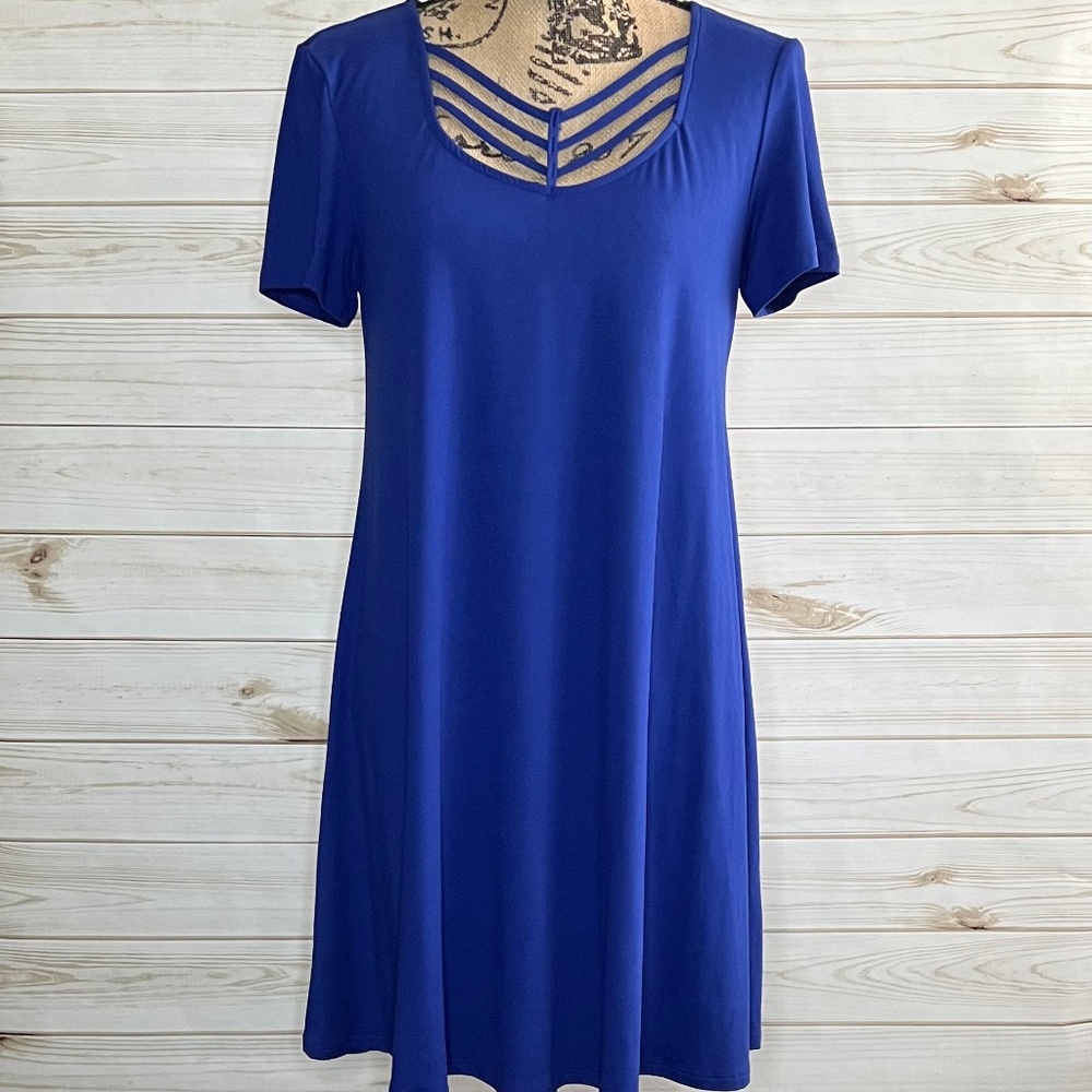 Royal Blue Strappy Neckline Swing Dress with Pockets – NWOT